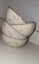 bowl set-beige colored - leaf pattern with smooth texture
