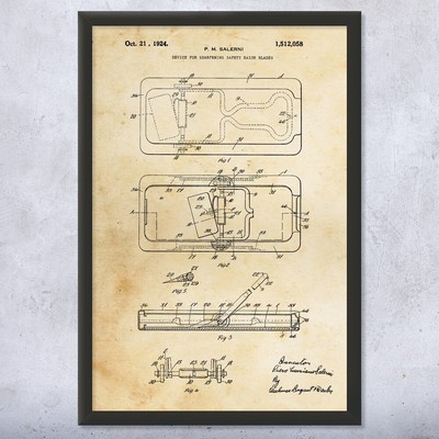 Rolls Razor Patent Wall Art Poster, Canvas or Framed Bathroom Wall Art
