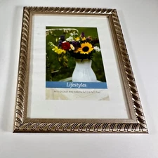 Goldish Silver Toned Frame 8x10 w/Mat to 5x7 Lifestyles Rope Design