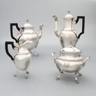 Antique French Sterling Silver Coffee Tea Set Service, Pot, Empire, Swan, Lion