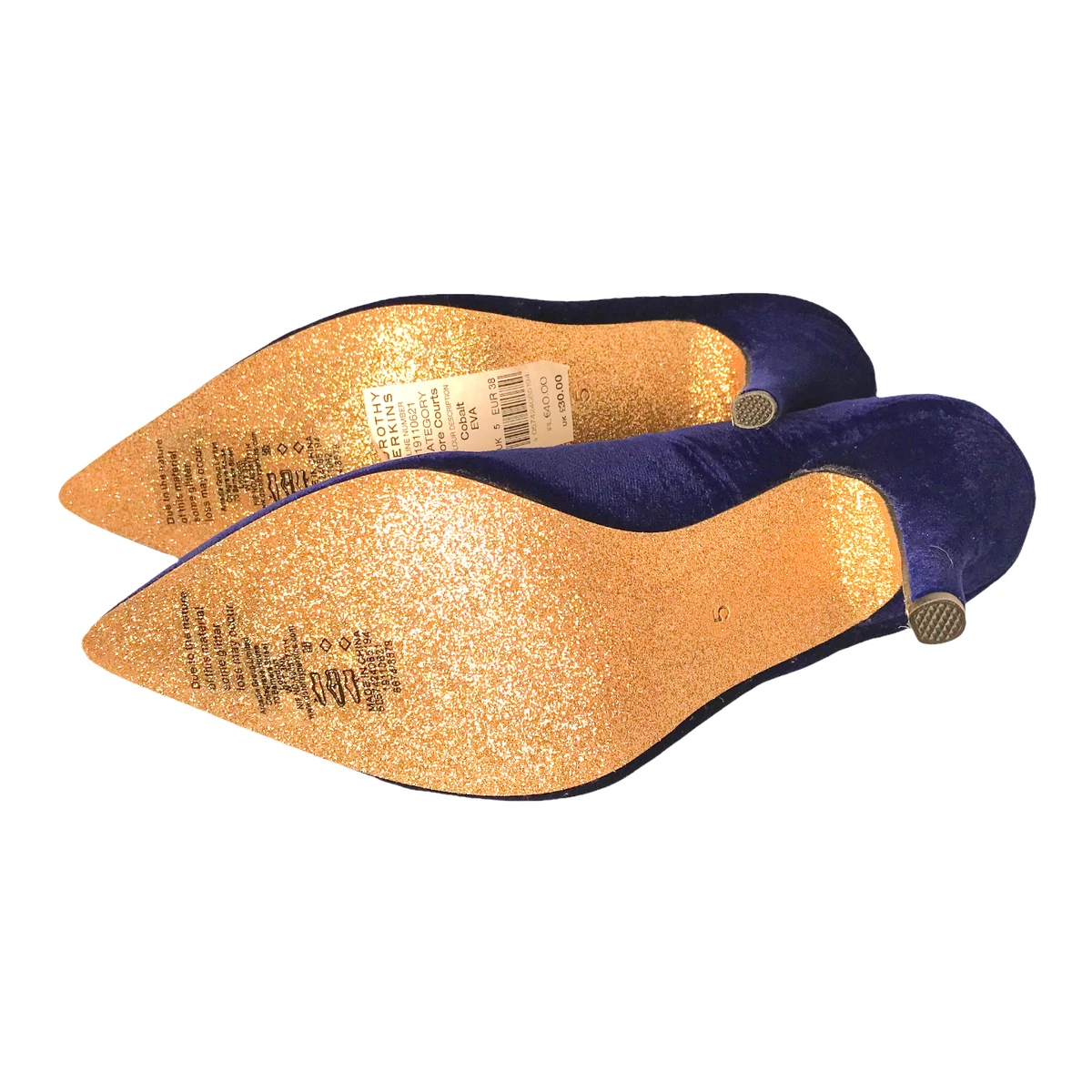 Dorothy Perkins blue velvet party shoes size 5 eBay