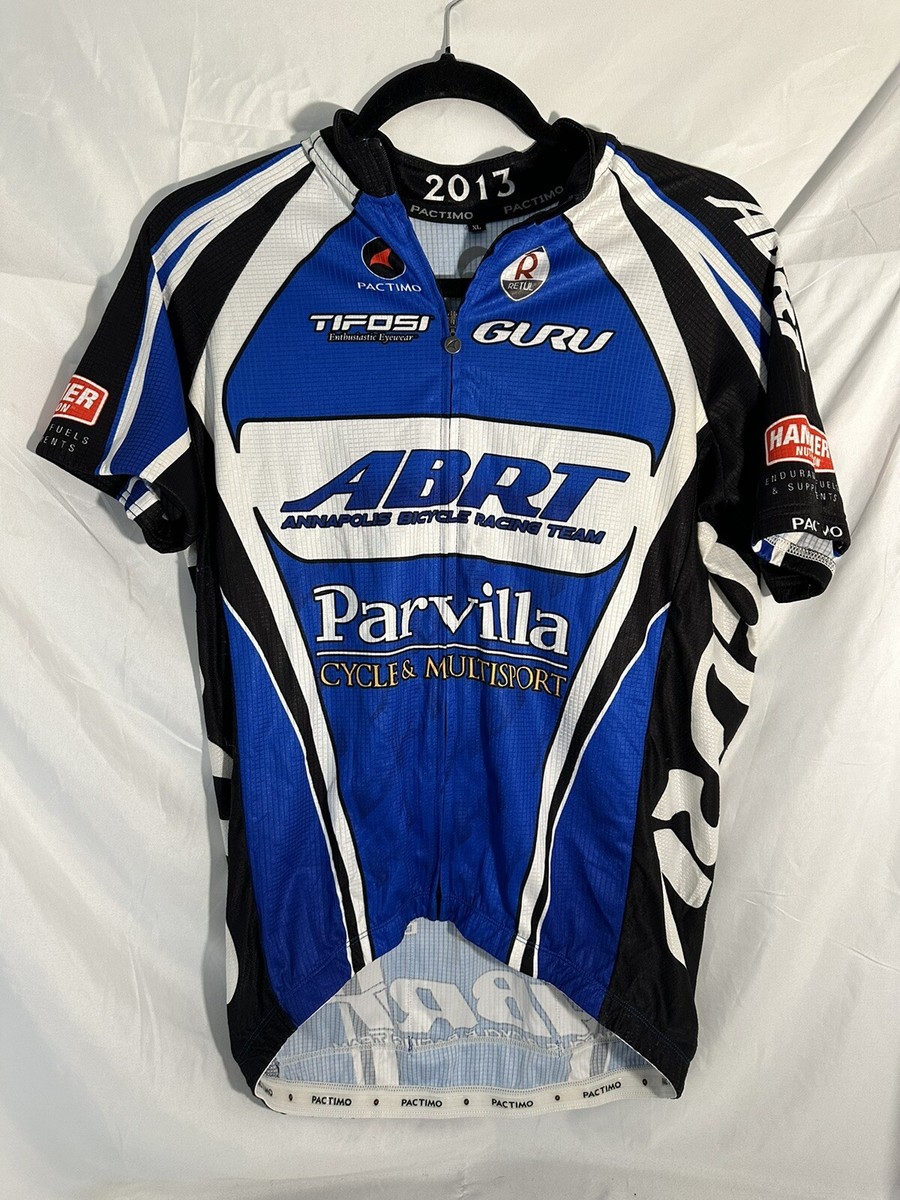 Pactimo Cycling Jersey, Race Cut, Men's XL Blue Black White EUC