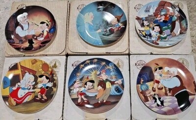 WALT DISNEY CO 1989  KNOWLES CHINA PINOCCHIO 6 PLATE SET W/COA & BOXES Collector