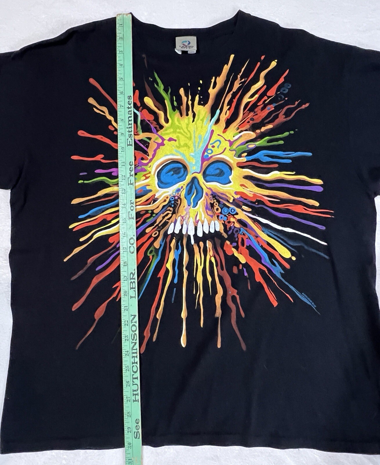 Liquid Blue Exploding Paint Psychedelic Skull Gra… - image 2