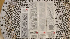 4: Prairie Schooler Cross Stitch: 3 Floral + 1 Veg Recipe Bookmark Pattern Cards