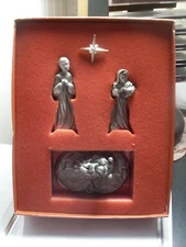 Vintage Christmas Lenox Mini Nativity Set Kirk Stieff Pewter in Original Box