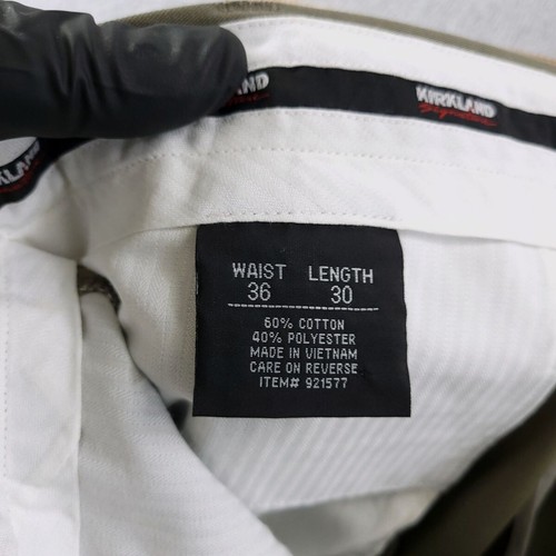 Kirkland Signature Pants Men 36X30 Khaki Chino Twill Pleated Front Cuffed Dress - Picture 6 of 9
