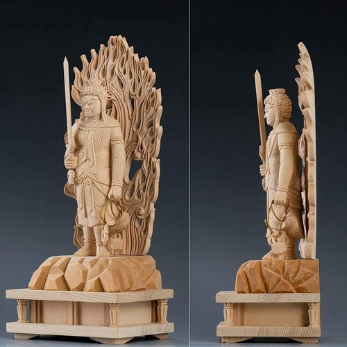 Japanese 不動明王 FUDOMYOUOU Wood carving Buddha statue H8inc from Japan 7606 - Picture 2 of 5