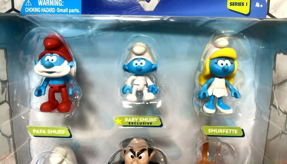 Smurfs vs Gargamel 6 Figure Pack Exclusive Azrael Cat Baby Papa Smurfette  Brainy