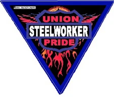 steelworker union pride triangle sticker, CSW-14
