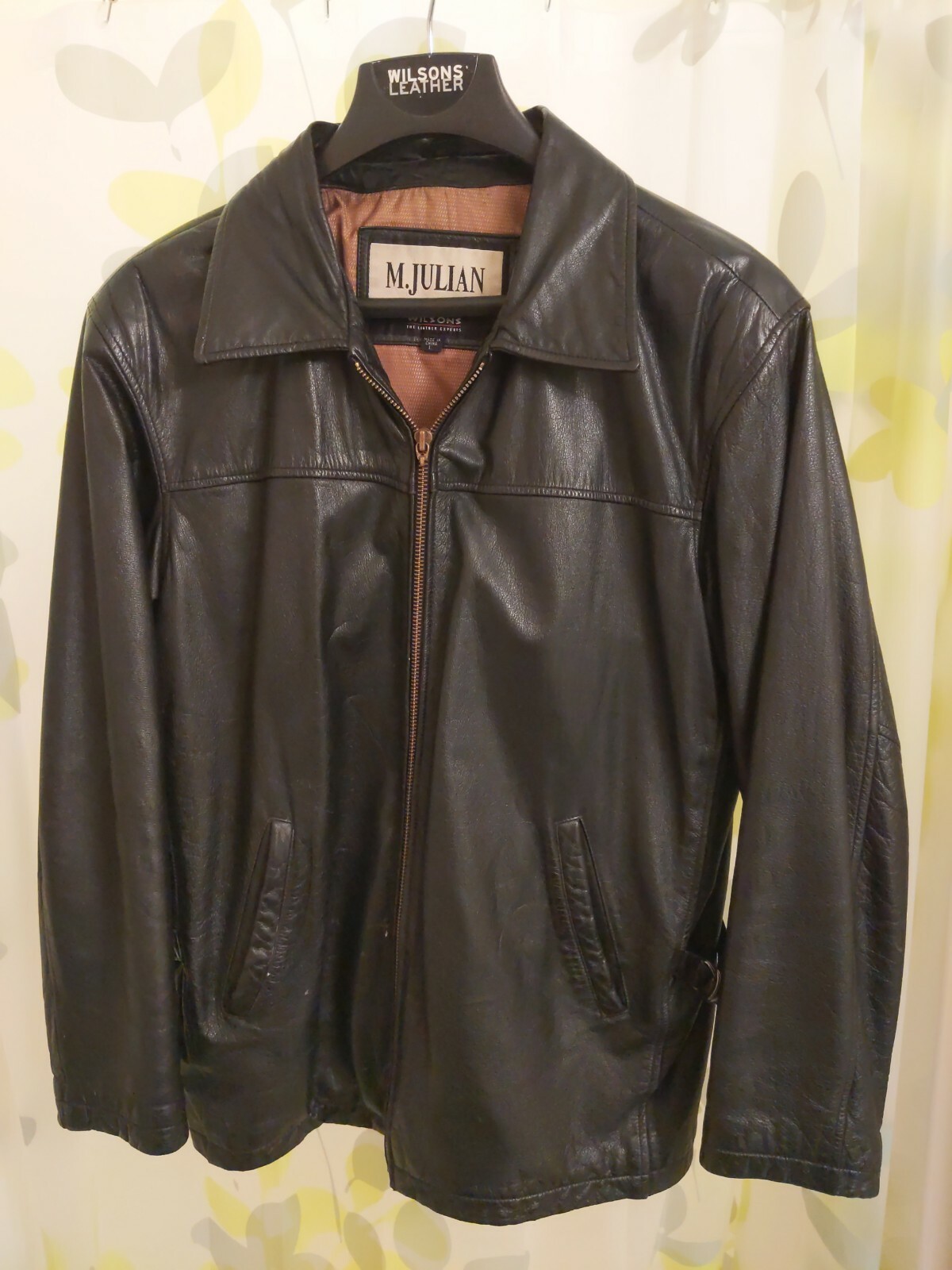 1990s Vintage Leather Jacket Black Mens Size L, Wilso… Gem