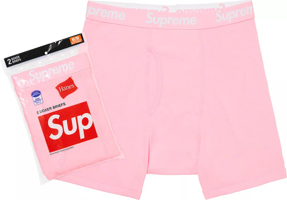 SUPREME X Hanes All Cotton Classic Boxer Briefs 2 Pack Pink Size