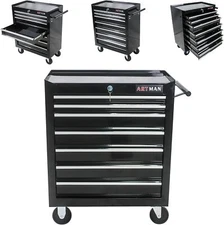 7 Drawer Rolling Tool Cart Chest w/Key Locking&Parking Brake+Side Handle Garages