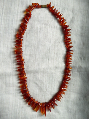 Vintage Polished Amber necklace graduated 17 inch cognac | eBay display picture 1
