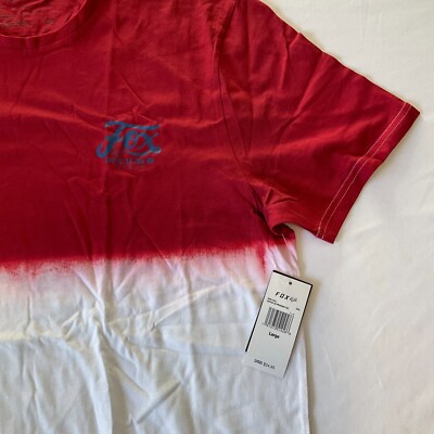 Fox Short Sleeve T Shirt Mens Size L Red White Dipped Racing | eBay