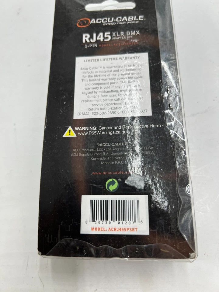 (QTY 2) Accu-Cable ACRJ455PSET RJ45 to 5-pin XLR DMX Adapter Black - Image 2 of 4