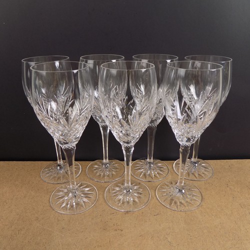 7 Galway Crystal O'Hara Red Wine Glasses Signed 7-5/8" Tall VGC