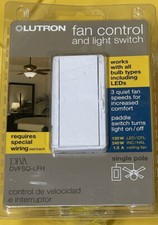 LUTRON FAN CONTROL And LIGHT SWITCH DIVA DVFSQ-LFH WHITE Ceiling New In Package
