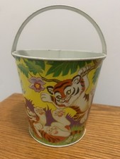 Vtg. 1970's Ohio Art 3F175 Tin Litho Beach Pail Very Nice Vintage Condition LQQK