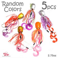 5pcs 2.75oz Fishing Octopus head Jig Halibut deep water jigging Random Colors