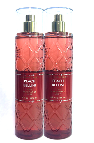 2 BATH & BODY WORKS PEACH BELLINI FINE FRAGRANCE MIST BODY SPRAY 8 OZ NEW - Picture 1 of 2