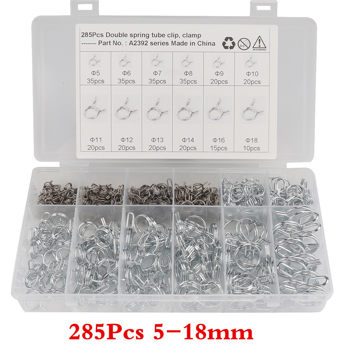 285PCS Air Pipe Fuel Line Hose Tubing Spring Clips Clamps Assortment Kit For Car