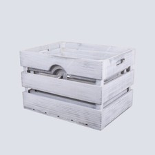 Wickerfield Apple Crates - Grey Washed Home Storage Wooden Boxes