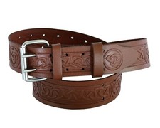 kilt Belt Brown Embossed Leather Utility Fits all Waist Contractor Work belt 