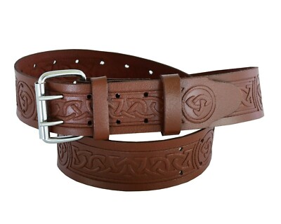 kilt Belt Brown Embossed Leather Utility Fits all Waist Contractor