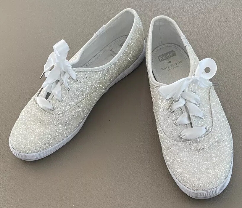 Keds Kate Spade Champion Glitter Celebration Sneaker Cream Size 10 NEW