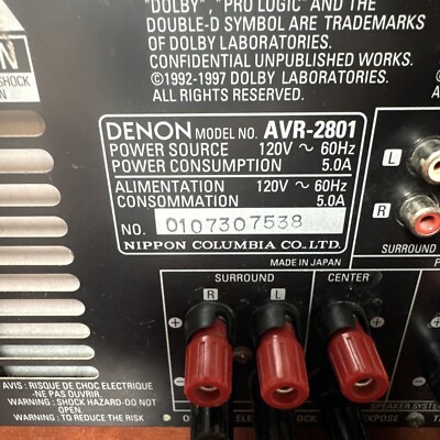 Denon AVR-2801 Receiver HiFi Stereo 5.1 Channel Home Theater