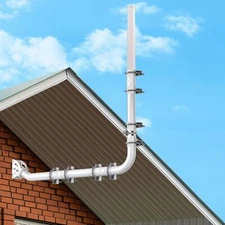 Antenna Mount for Long Eaves - Wall Mast Mounting Bracket Kit with white 