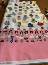 RARE!! PAPER DOLLS - 1993 - PINK BORDER - FABRIC TRADITION -2.5 YARDS (90"X44")