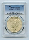 1934-D Peace Silver Dollar $1 PCGS UNC Detail - Scratch
