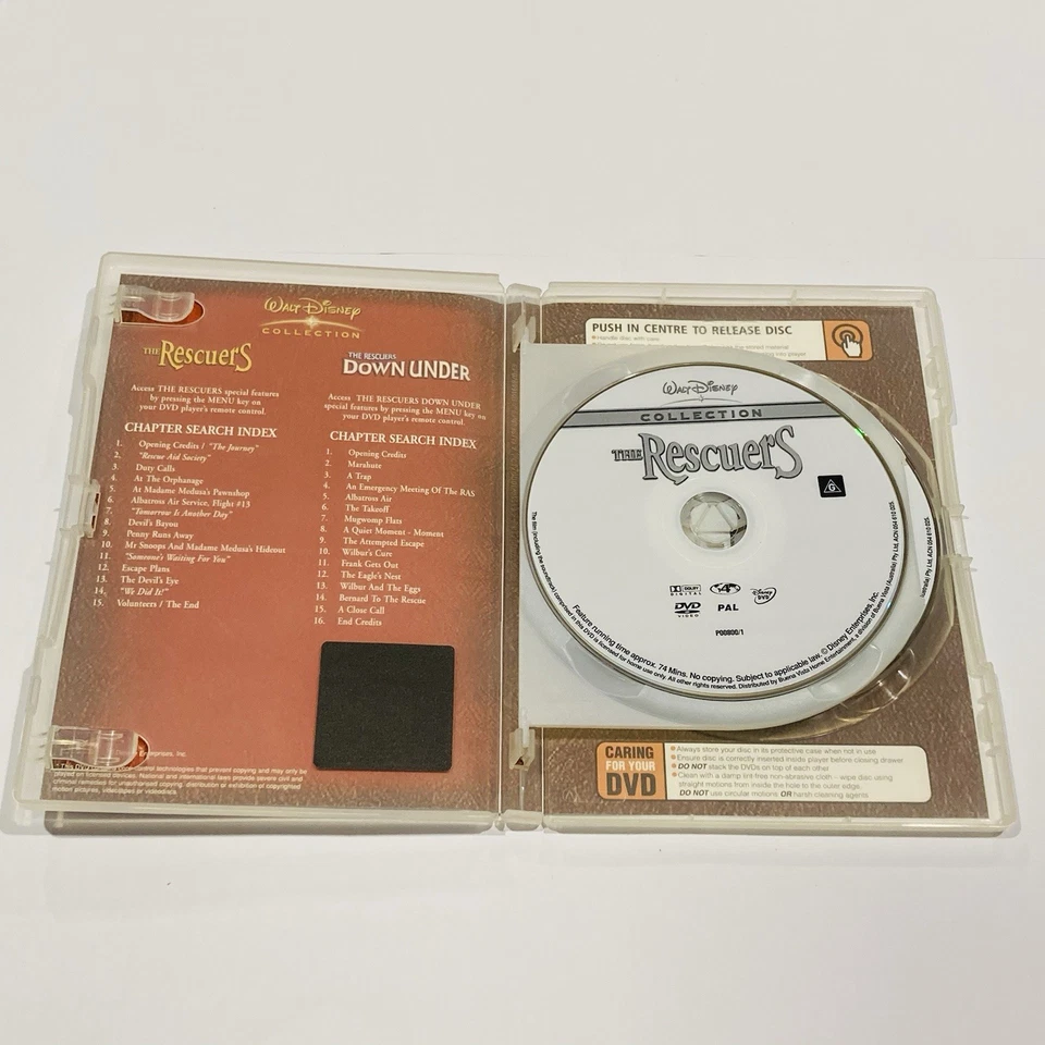 The Rescuers / The Rescuers Down Under (DVD, 1990) LIKE NEW + Fast Free Post - image 3 of 4