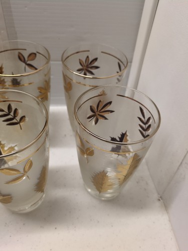 Libbey Hostess Glassware 8 pc Set Golden Foliage Beverage Glasses Original Box - Picture 12 of 13
