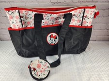 Disney Baby Minnie Mouse Diaper Bag Tote Black Red
