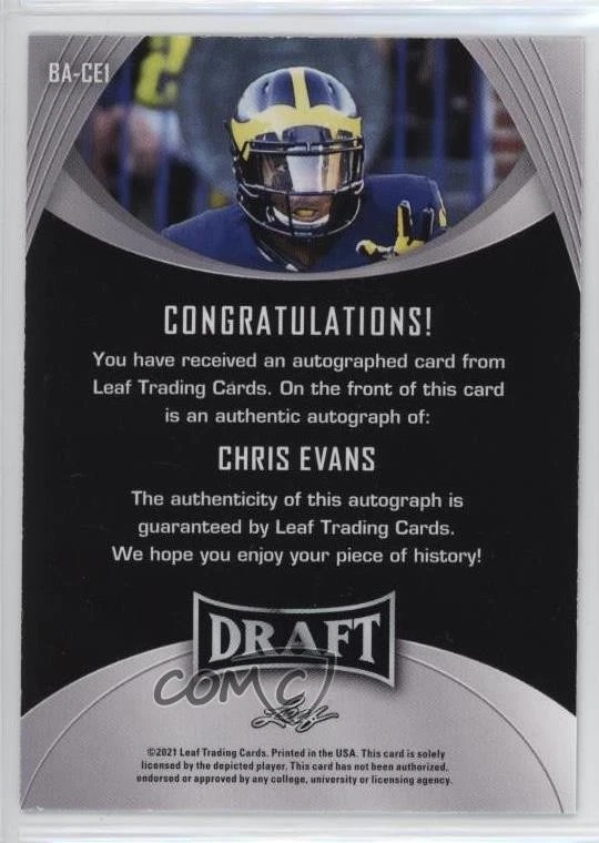 2021 Leaf Draft Auto Green Chris Evans #BA-CE1 Rookie Auto RC - Image 2 of 2