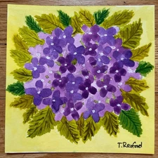 Hand painted watercolor original painting purple hydrangea