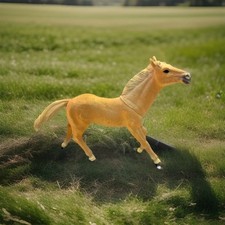 Vintage Hard Plastic Rubber Tan Brown Horse Running Derby Thoroughbred 1395