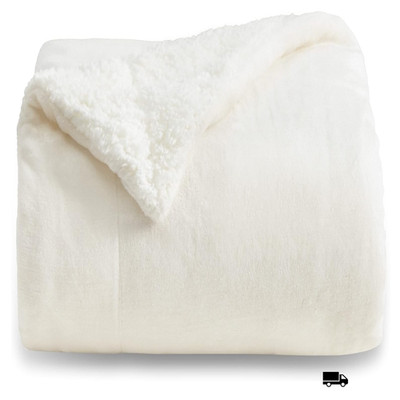 Bedsure Sherpa Fleece Sofa Throw Blanket 150x200 cm Weiß