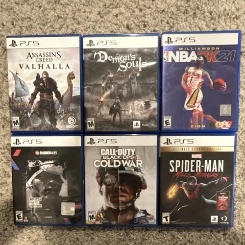 PS5 GAMES: A.C VALHALLA, DEMONS SOULS, NBA 2K21, M21, COD COLD WAR, S.M. MILES M