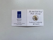 1996 Gold Proof Half Sovereign COA 