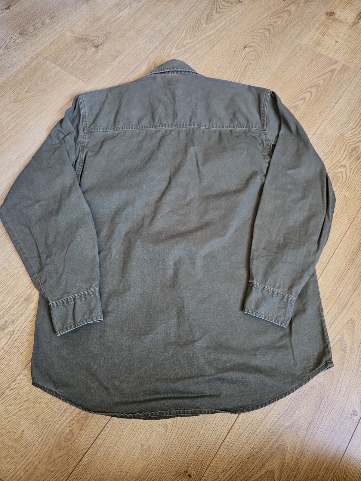 Vintage Levi's Canvas Work Shirt Small Olive Green Heavyweight Cotton Button Y2K image 8