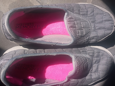 SKECHERS GOwalk Slip-On Low Top Sneakers Gray/Pink/White Memory Foam