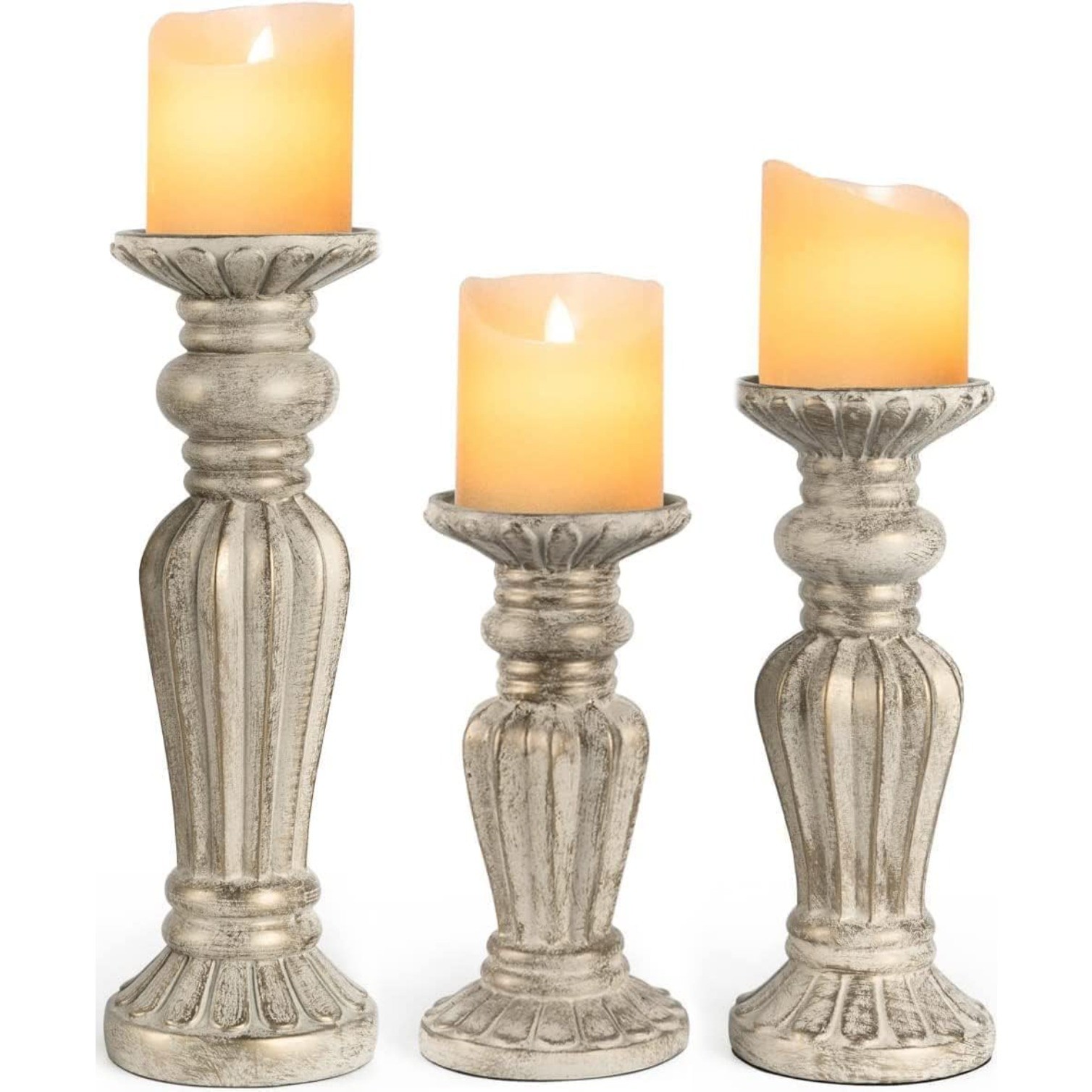 S Set Of 3-12", 10", 8&rdquo;h Candlestick Candle Holder