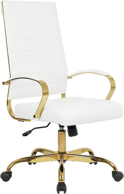 Home Office Chair High Back Executive Chair Ribbed PU Leather Computer Desk Chai