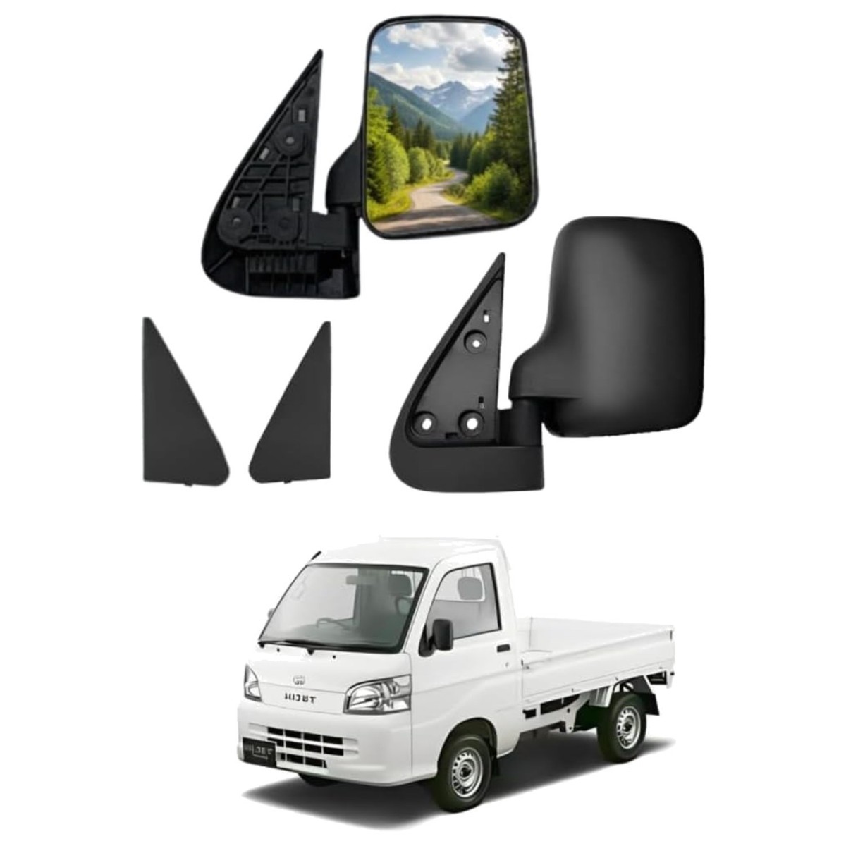 Durable Left & Right Side Mirrors for Daihatsu Hijet - Folding