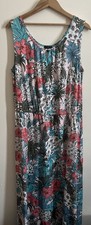 Talbots Pl Blue Pink Floral Tropical Sleeveless Maxi Dress￼