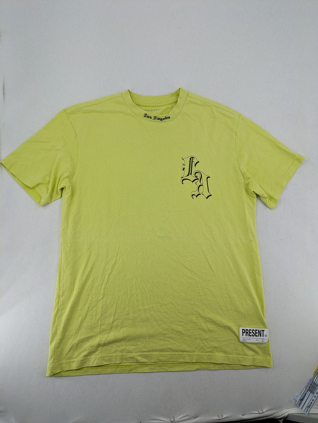 Primark Herren T-Shirt Gr. L Hellgrün Los Angeles LA Gothic Grafik Print